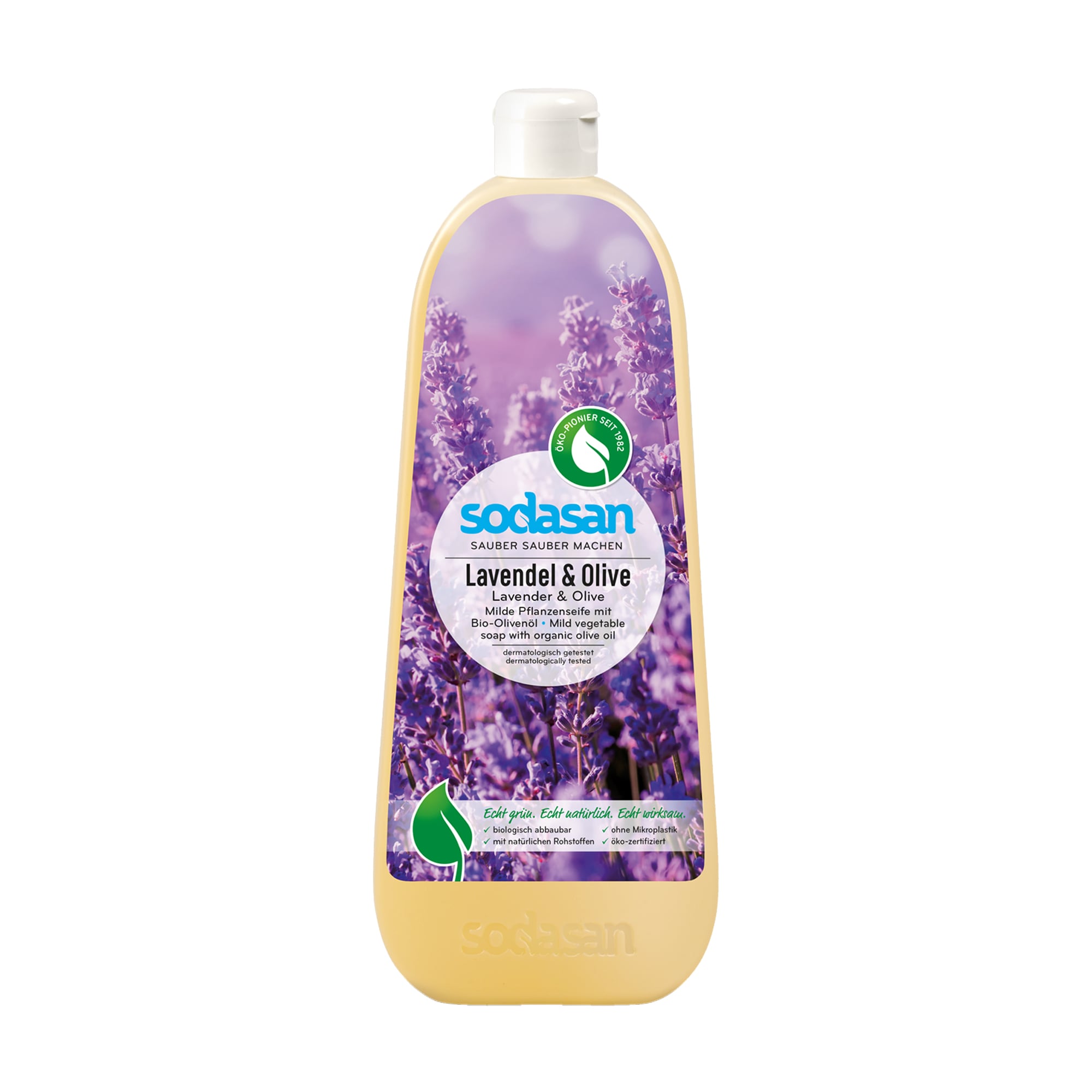 Органічне рідке мило Sodasan Lavender-Olive заспокійливе, з лавандовою та оливковою оліями, 1 л (запаска)